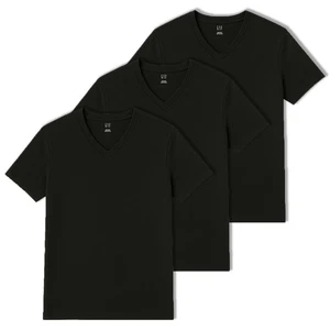 Gap Men’s 3-Pack Black Cotton V-Neck T-Shirt Regular Solid Short Sleeve Blank - Picture 1 of 6