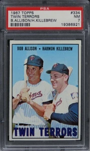 1967 Topps Twin Terrors B.ALLISON/H.KILLEBREW HOF #334 PSA 7 NM - Picture 1 of 2