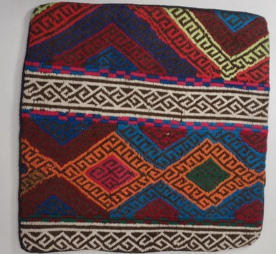 ~17x17 Kilim Pillow Cover Handmade Turkish Tribal Ethnic Boho Rug Cushion - Image 1 of 2