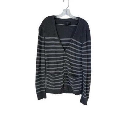 Rag & Bone Charcoal Gray Button Up Stripped Cardigan Size Large - Image 1 of 4