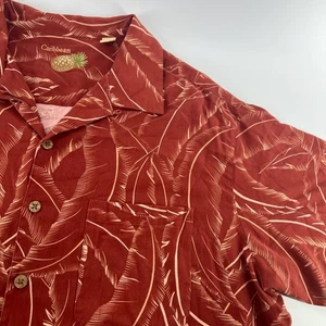 Caribbean Shirt Mens XLT Hawaiian Beach Silk Blend Button  - Picture 1 of 7