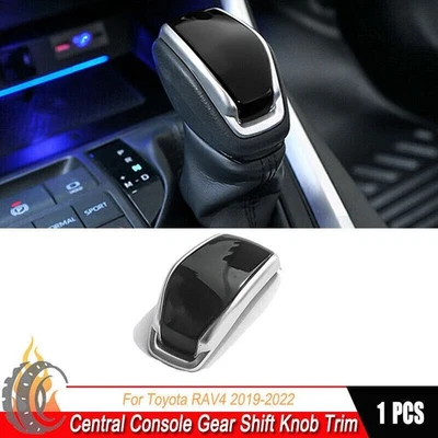 Fit For Toyota RAV4 2019-2022 Black+Silver Central Console Gear Shift Knob Trim - Image 1 of 4