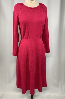 Vestido Vintage TAMANHO MÉDIO vermelho manga longa LESLIE FAY 70s 80s clássico manga longa - Imagem 1 de 4