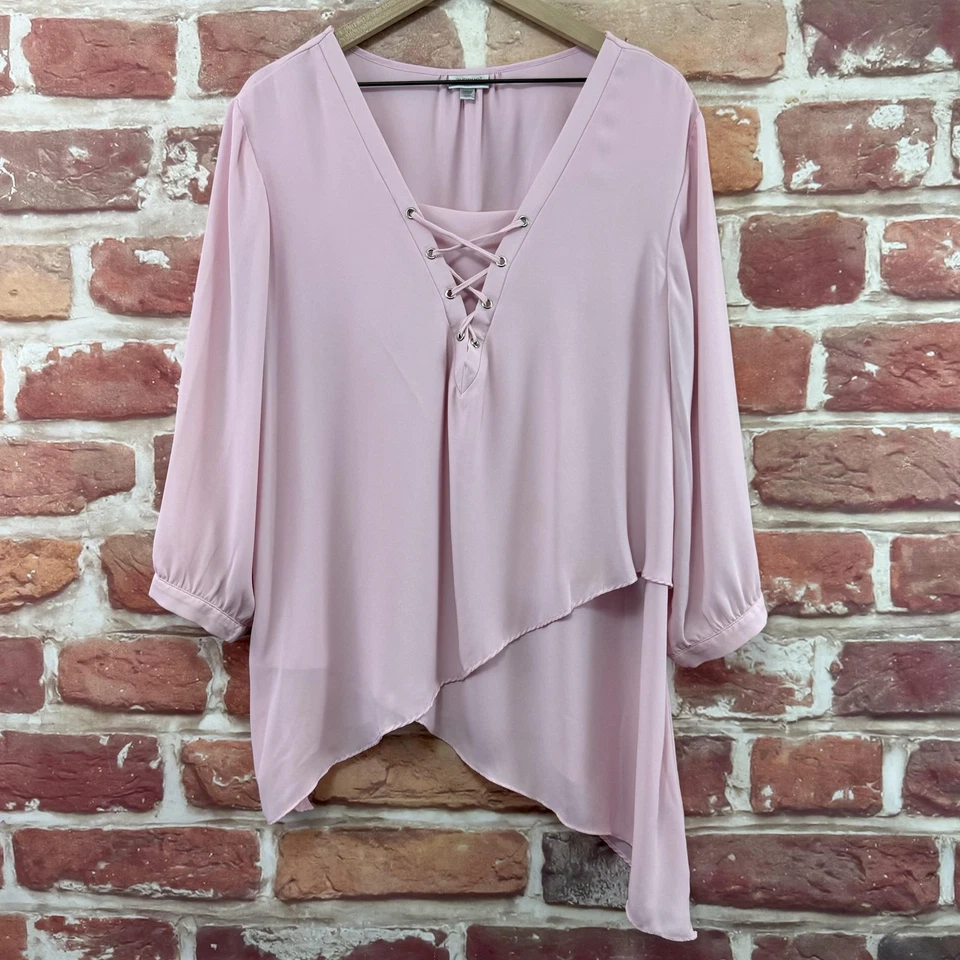 Женская футболка-туника Avenue Top 18/20 розовая асимметричная на шнуровке с вырезом - Изображение 1 из 4