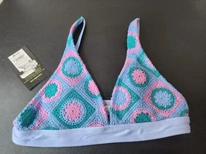 Girls Kids Crochet Purple Pink Teal Bikini Top Size XL (14) Art Class - Picture 1 of 10