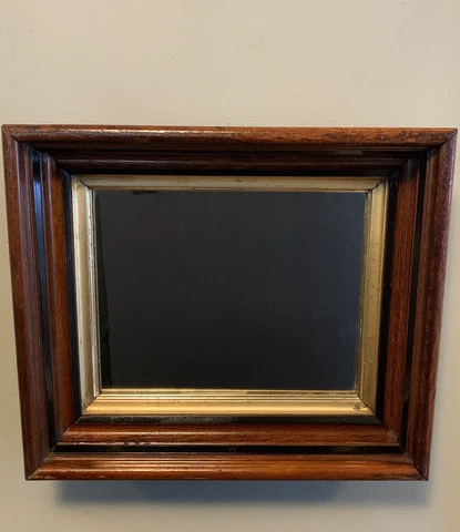 Vtg Deep Set Frame Wall Mirror.  Walnut Eastlake Victorian Federal   12” x 14” Cover