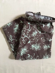 Bebe Au Lait Nursing Cover Brown Teal Feather Print Adjustable Breathable Cotton - Picture 1 of 8