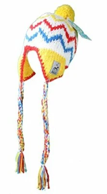 Neff Women's White Yellow Red Blue Kidd Crayon Ski Snowboard Beanie Tassels  - Image 1 of 3