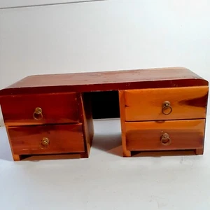 Vintage Antique SALESMAN SAMPLE 4 DRAWER Cedar WOOD DRESSER METAL PULLS  D9 Cute - Picture 1 of 11