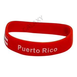 Puerto Rico Bracelet / Puerto Rico Flag Silicone Rubber Bracelet - Picture 1 of 3