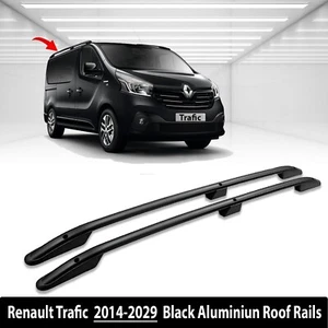 FITS RENAULT TRAFIC 2014+ LWB BLACK ALUMINIUM ROOF BARS RAILS RACK VAN NO DRILL - Picture 1 of 11