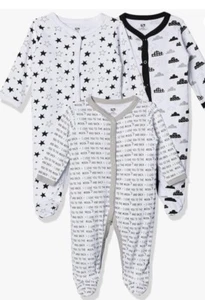 New HUDSON BABY 3-6mo Cotton SLEEP &PLAY -Moon&Back - Picture 1 of 4