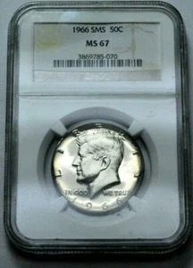 1966 Kennedy Silver Half Dollar 50c SMS NGC MS67 Graded Coin Cameo, Nat.Toning ! - Picture 1 of 10