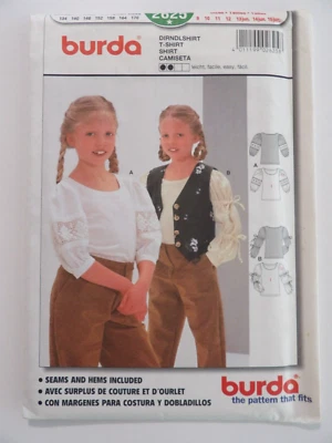 Burda 2625 Girl's Dirndl Shirt Size 9-15 Junior Uncut Sewing Pattern - Image 1 of 3