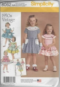 Cut Sewing Pattern 8062 girls "1950s" dress circular collar full skirt 6mo-3yrs - Picture 1 of 2