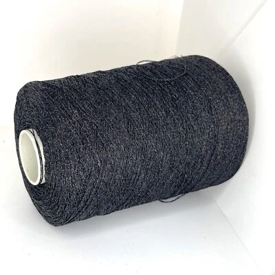 Black GLOSSY POLYESTER Yarn on Cone for FINGERING WEIGHT Craft *USA TARIFF FREE* - Image 1 of 4