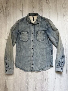 Nudie Jeans Men's Cotton & Linen Denim Washed Biker Shirt Size S (small) - Picture 1 of 6