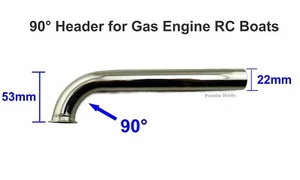 90 Degree Stainless Steel Header 7/8 22mm for Gas Petrol Marine Engine RC Boat - Picture 1 of 3