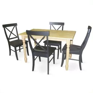 International Concepts 5 Piece Solid Wood Dining Set in Natural/Black - Picture 1 of 1