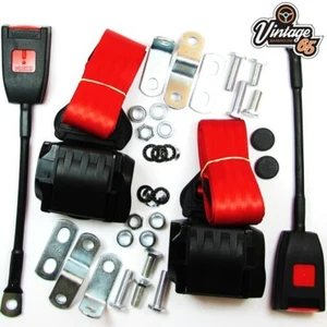 Classic Mini Front Pair Fully Automatic Inertia Red Seat Belt Kits E Approved  - Picture 1 of 7