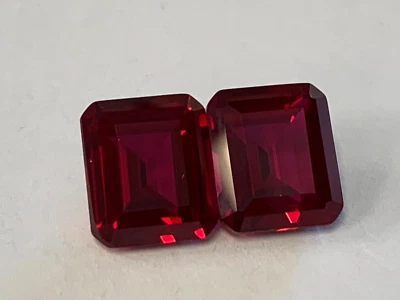 LOTE DE 2 CORTE ESMERALDA laboratório criar rubi 25CTTW - Imagem 1 de 4