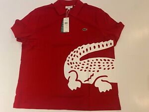 Lacoste RED SZ M Men Polo Shirt 100% Cotton Shrt Slve Casual Logo NWT PH5284 240