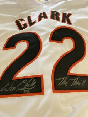 Camiseta Will The Thrill Clark Giants firmada personalizada autógrafo certificado JSA Foto 1 de 2