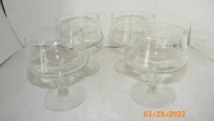 Crystal Etched Leaves Dessert Sherbet Cups Stem Glasses Set of 4 Dishes VTG - Picture 1 of 3