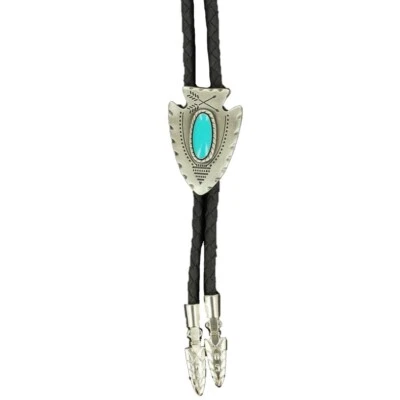 Double S Arrowhead & Turquoise Stone Slide Bolo Tie 22118 - Image 1 of 2