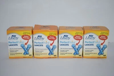 4 LIBERTY PERFECT POINT LANCETS 100 COUNT EA. - NEW SEALED  BOX - ULTRA FINE - Image 1 of 2