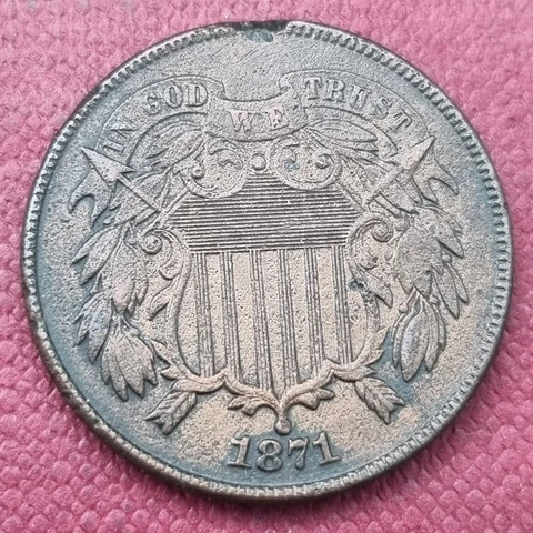 1871 Two Cent Piece 2c High Grade AU UNC Details  #29462 Cover