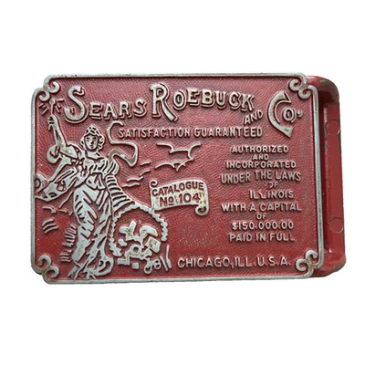 Vintage Red Sears Roebuck And Co. Brass Belt Buckle - Image 1 of 4