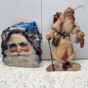 Antique Repro Die Cut Santa Claus Christmas Old Print Factory Paper Ornaments - Picture 1 of 6