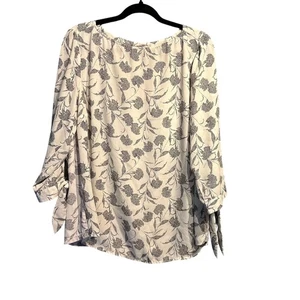 41 Weißdorn Bluse Gr. 1X Blumen Büro Boho Whimsygoth Landhaus weiß schwarz - Bild 1 von 9