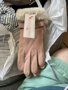 Koolaburra By UGG Gloves Sheepskin Pale Blush Pink Off White Shearling Lined M - Picture 1 of 8