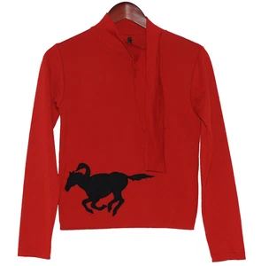 Red Short Pull RUDE Long Sleeve T-Shirts Knotted Collar Size S - Picture 1 of 4