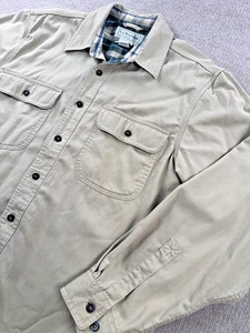 LL Bean Shirt Men Medium Brown Flannel Lined Hurricane Button Up Shacket Adult M - Picture 1 of 9