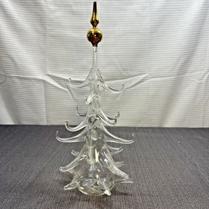 Parise Vetro Italy Hand Blown Art Glass Christmas Tree with Gold Topper READ - Picture 1 of 13