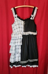 Women's Junior's Mingyuezai Halloween Punk Gothic Plaid Stitching Costume Dress - Picture 1 of 16