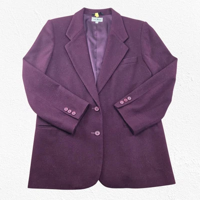 Blazer clásico vintage de mezcla de lana ciruela L.L.Bean años 80 de un solo pecho talla 14 Foto 1 de 4