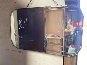 Vintage Frameless Wall Hanging Mirror with Chain - 68 x 41 cm - Picture 1 of 7