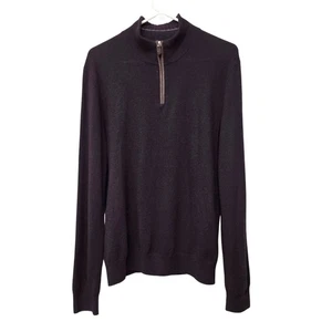 Bloomingdales Kaschmir Pullover Herren Large Pflaume Lila 1/4 Zip Old Money Luxus - Bild 1 von 6