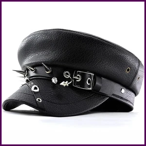 Boina de moda para mujer negra de cuero PU tapa plana Captain gorras militares para mujer - Imagen 1 de 24