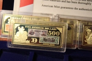 USA Geldscheine Sammlung 10 Barren 24k GP Set American Mint #0733 - Bild 1 von 20