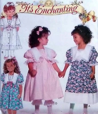 3272 Adorable Toddler Girls Fancy Dress & Pantaloons Pattern sz 2-4 1994 UNCUT - Image 1 of 3