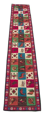 Lodge Collage Northwestern Design Table Runner 13"x72" Moose Fish Elk - Image 1 of 3