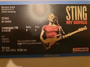 Sting 27.11.2023 Hamburg - Top Sitzplatz direkt an der Bühne - Bild 1 von 2