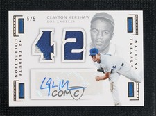 2016 Panini National Treasures Prime /5 Clayton Kershaw #42S-CK Auto