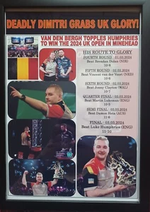 Dardos Dimitri Van den Bergh 2024 Campeón del Abierto del Reino Unido - Impresión de recuerdo - Imagen 1 de 5