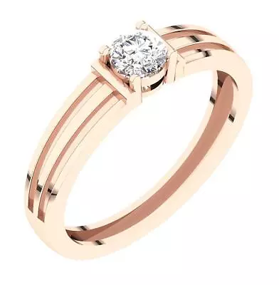 Men's Solitaire Engagement Ring VS1 F 0.55 Carat Lab Grown Diamond 14K Rose Gold - Image 1 of 4